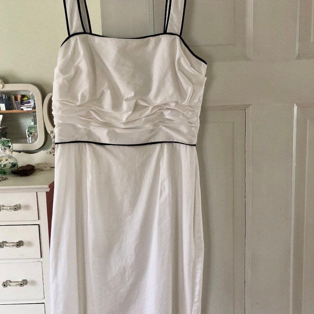 White Cotton Sundress with Black Piping by WHBM